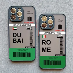 INS Fashion Design New York Seoul Tokyo Boarding Pass Ticket Phone Case for iphone 16 14 XS XR 13 12 11 15 Pro Max 7 8 Plus SE2