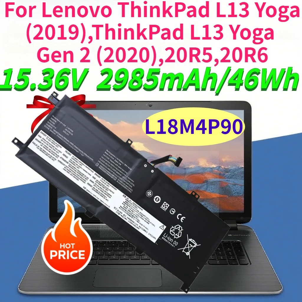 

2985mAh L18M4P90 Laptop Battery for Lenovo ThinkPad L13 Yoga (2019),ThinkPad L13 Yoga Gen 2 (2020),20R5,20R6,L18D4P90 L18C4P90