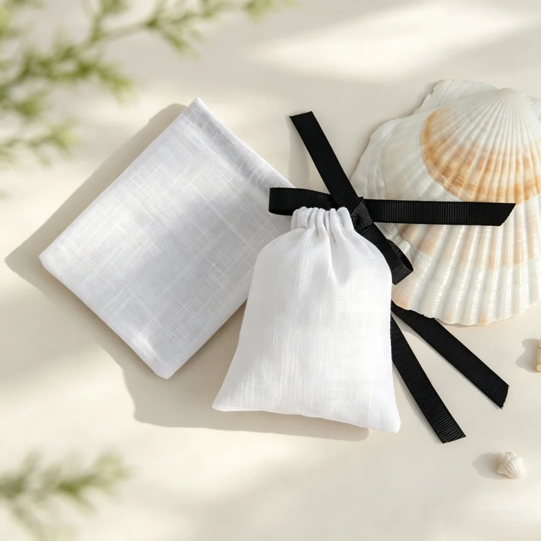 10Pcs Breathable Cotton Linen Jewelry Sacks Portable Gift Packaging Bags for Earrings Rings Necklaces Bracelets Wedding Favors