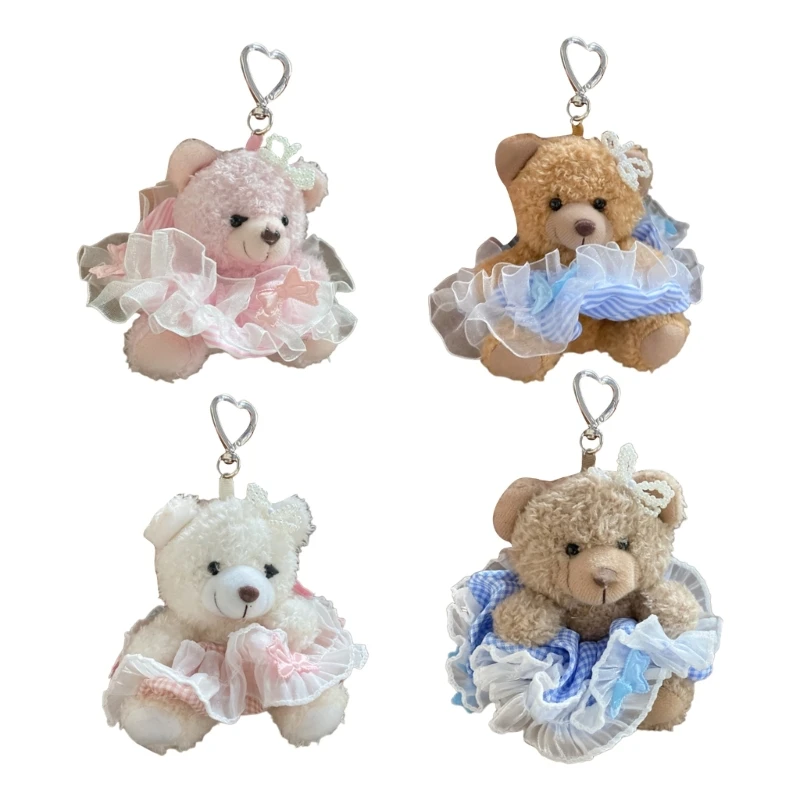 YQ Delicate Plush Bear Bag Charm Eye Catching Keychain Key Holder and Fashionable Backpack Decoration in Various Colors