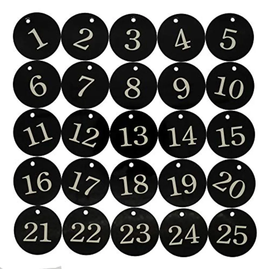 

Acrylic ID Number Tags Key Tags with Key Rings Black