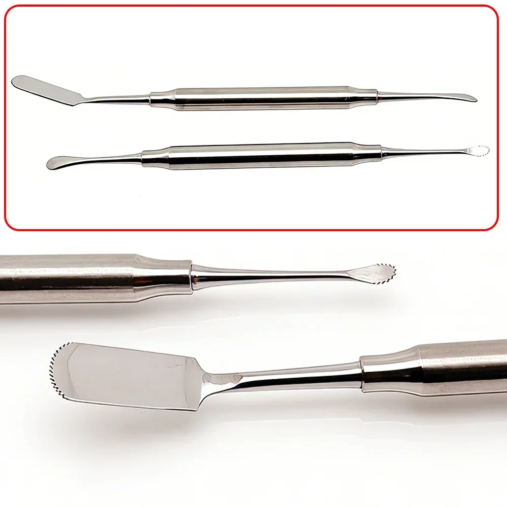 2pcs Serrated Dental Periosteal Elevator Double Ends Implant Retractor Reflector Periosteal Separator Tool
