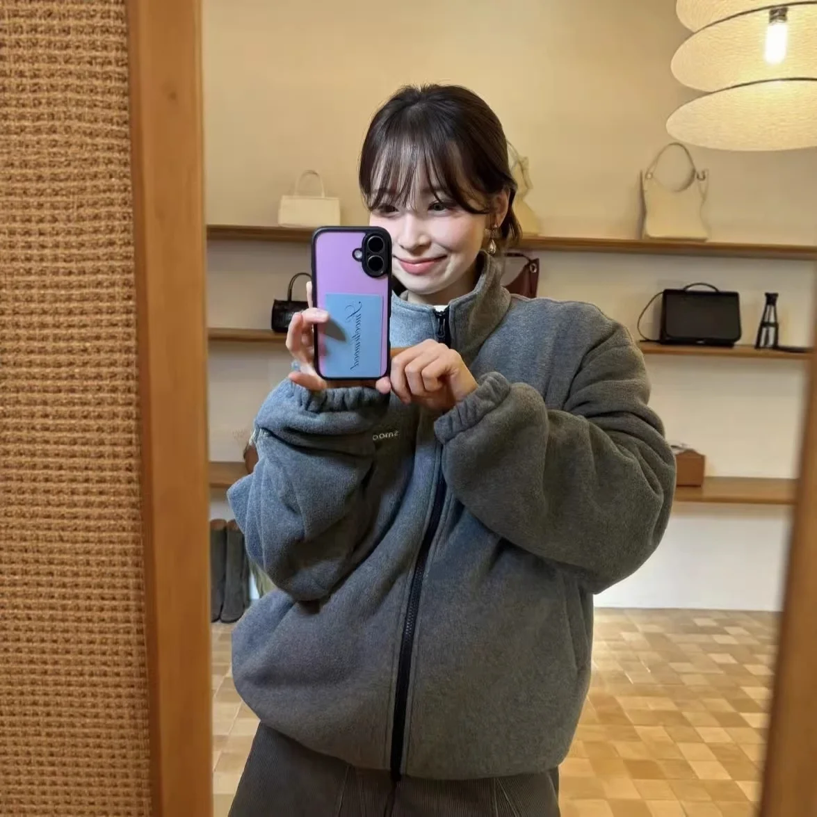 

Свободный однотонный хлопковый кардиган на молнии с вышивкой букв и воротником-стойкой для молодых женщин