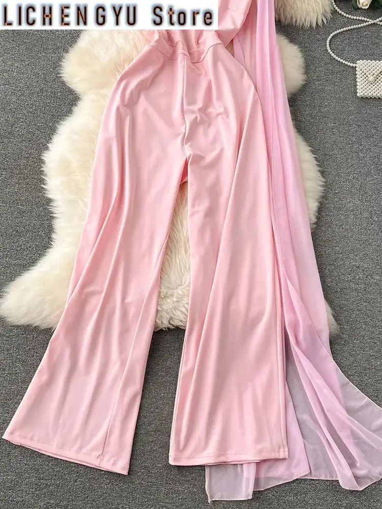 New Sweet Style Chic Jumpsuit Women Slash Neck Strapless Patchwork High Waist Fashion Jumpsuits Winter Spring