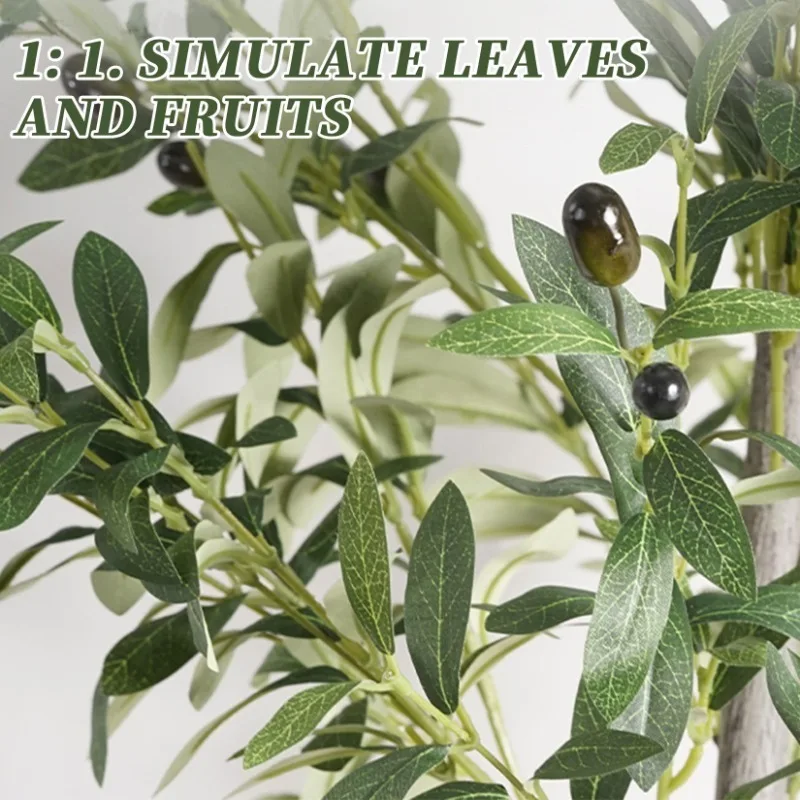 Olivo artificial de 120 cm, decoración de habitación, plantas decorativas artificiales desmontables con frutos para decoración del hogar y jardín.
