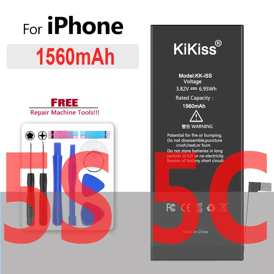 Batería de Alta Capacidad para iPhone 6S 6 7 8 Plus 6Plus, iPhone X SE 5S 5C 5 XR XS Max, Reemplazo 6