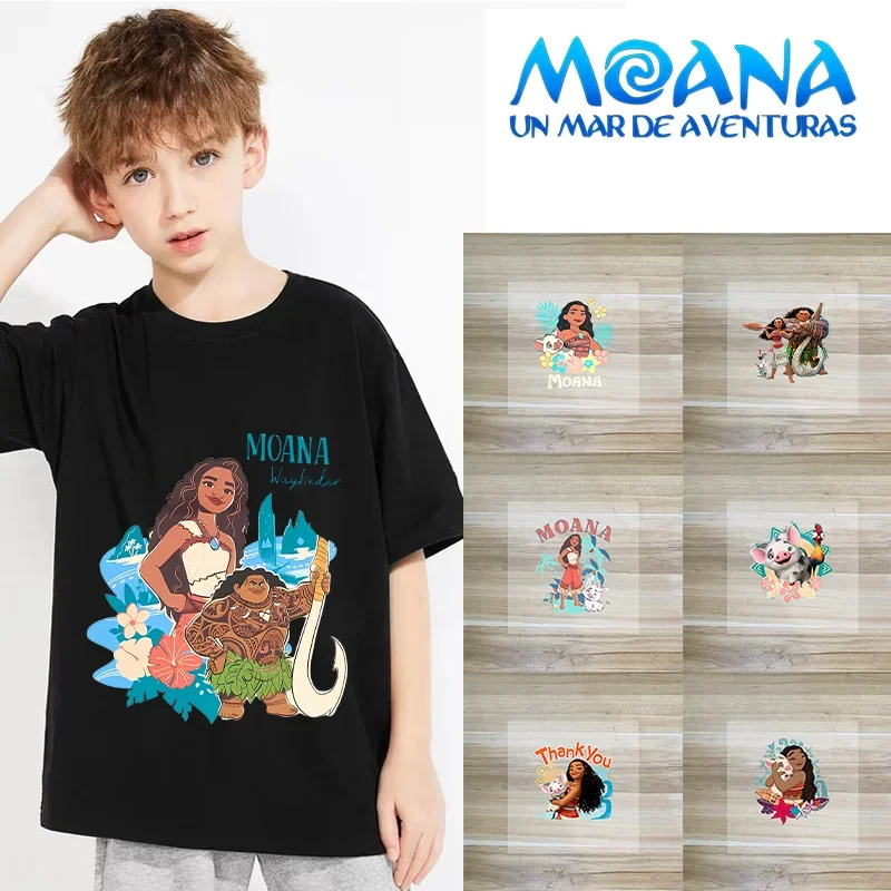 Disney Moana 2 Washable Thermal Transfer Stickers Home DIY Clothes Hats Party Decoration Cartoon Character Graphic Print Sticker