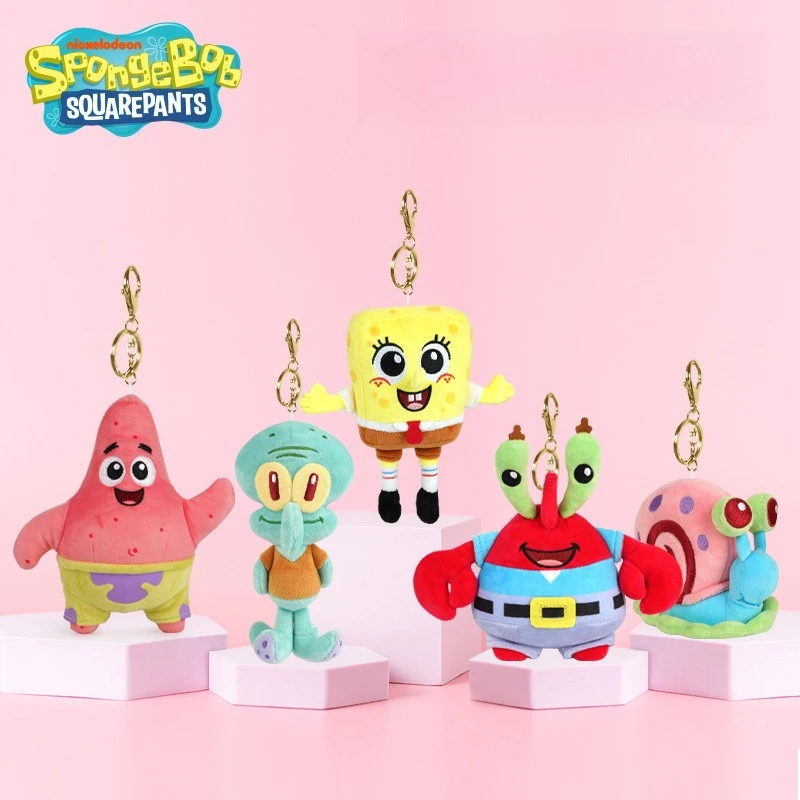 

Kawaii Cartoon Spongebob Patrick Star Girl Keychain Stitch Creative Gary Backpack Accessories Squidward Tentacles Friends Gifts