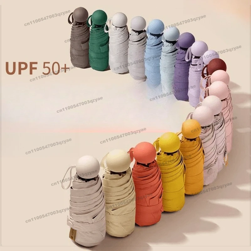4pcs Small Portable Capsule Umbrella Parasol Blackout Vinyl 50% Off 6 Bone Girls Sunscreen Umbrella
