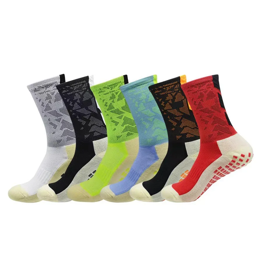 1 Pair Men\'s Camouflage Arrowhead Soccer Socks Towel Non-Slip Socks Square Friction Film Professional Match Training Socks