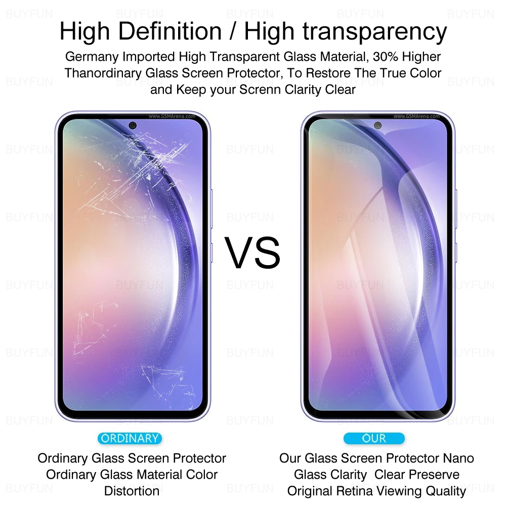 1-3PCS 삼성 갤럭시 A54 A34 A14 5G 화면 보호기, 삼성 갤럭시 A 54 A 34 A 14 5G 완전 밀봉 블랙 엣지 강화 유리