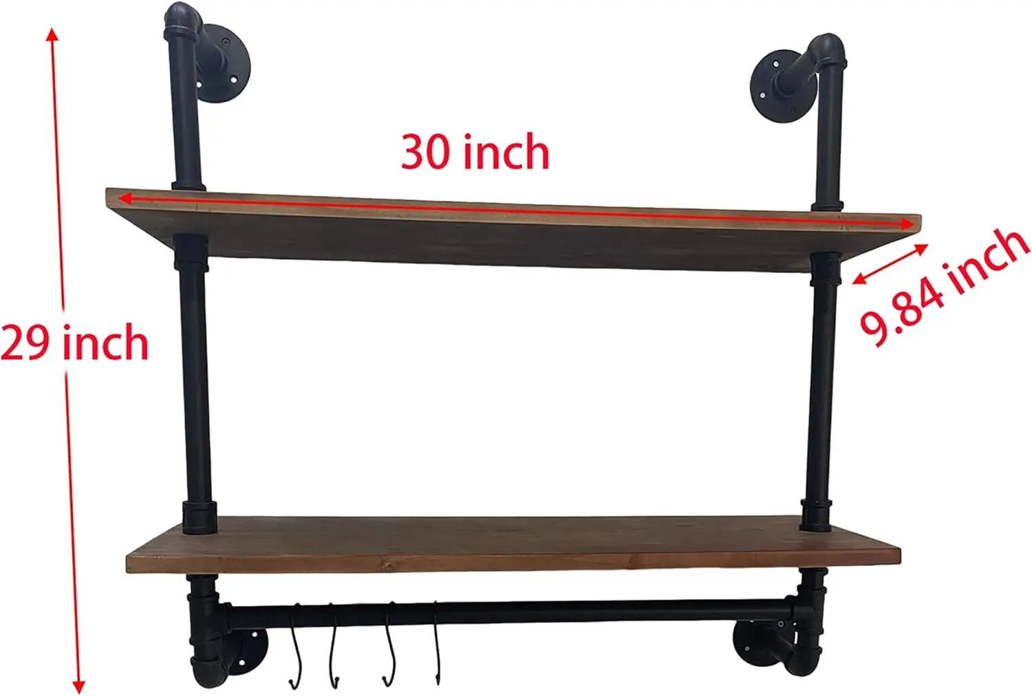 Industrial Pipe Shelving Bathroom Shelves with Towel bar, 30 in Rustic Floating Shelves Pipe Wall Shelf with Hooks for Living Ro