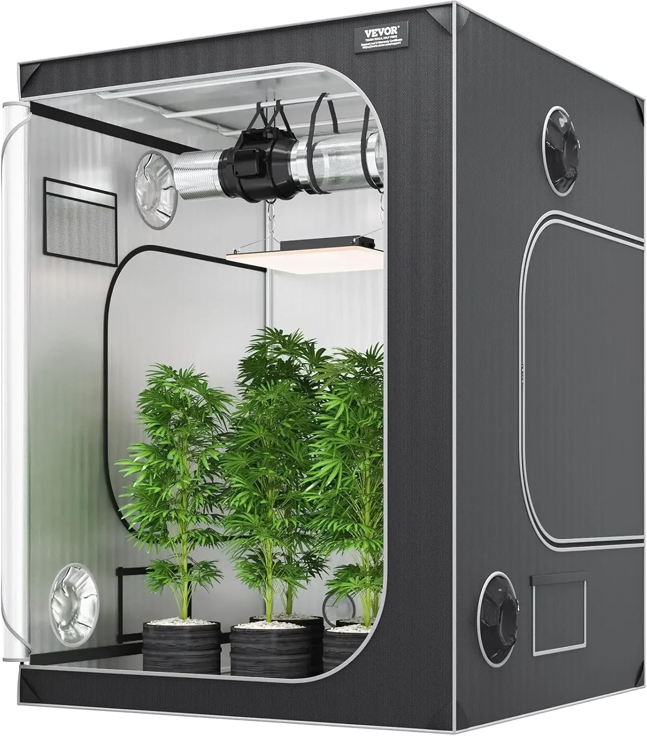 

5x5 Grow Tent, 60'' x 60'' x 80'', High Reflective 2000D Mylar Hydroponic Growing Tent with Observation Window