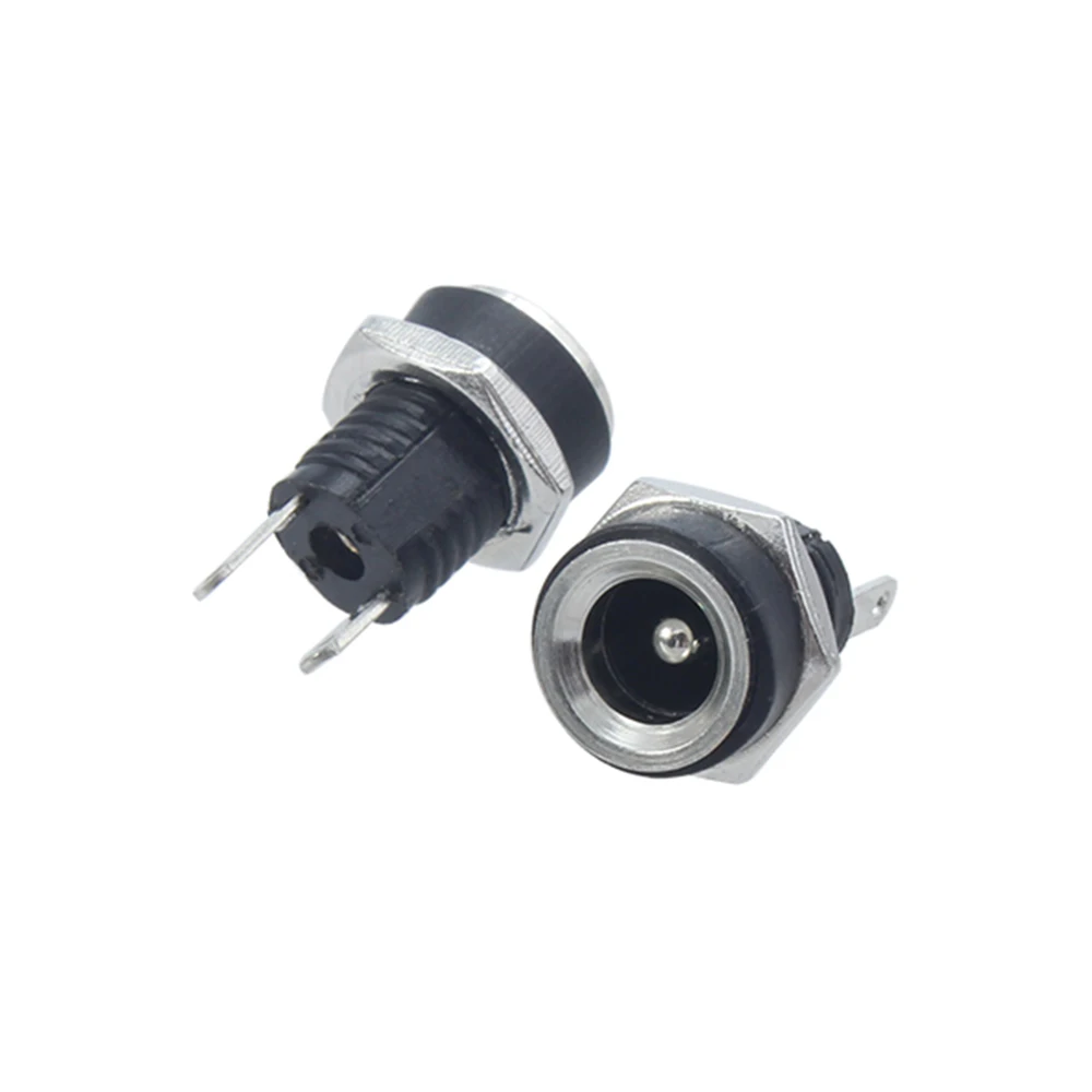 5.5mm 2.1 Plug Adapter 2 Pins 3A 12V For DC Power Supply Jack Socket Female Panel Mount Connector 10pcs