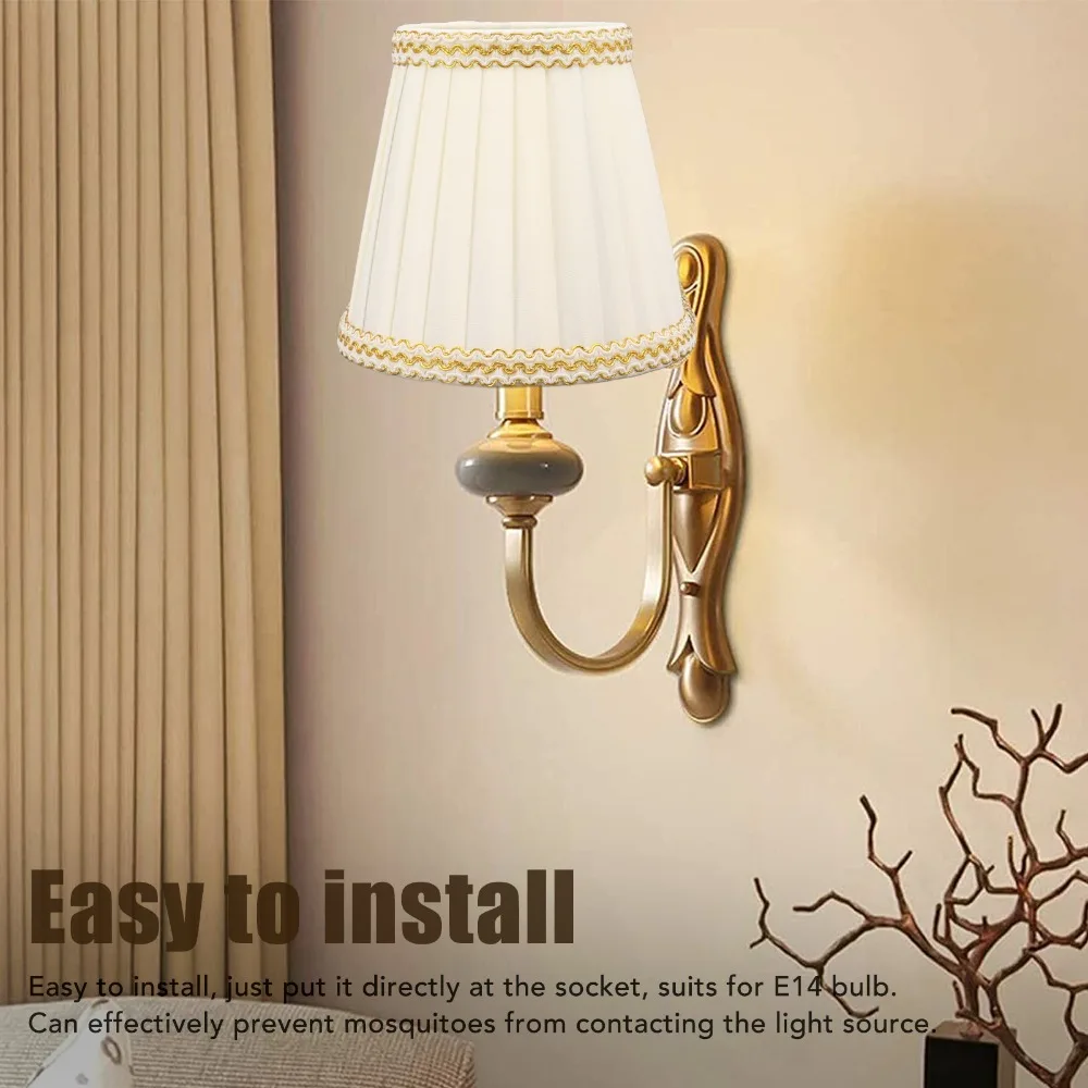 6PCS Simple Fabric Lampshade Clip On Design 5.1 inch Height Chandelier Lamp Shades Lamp Cover Floor Lamp