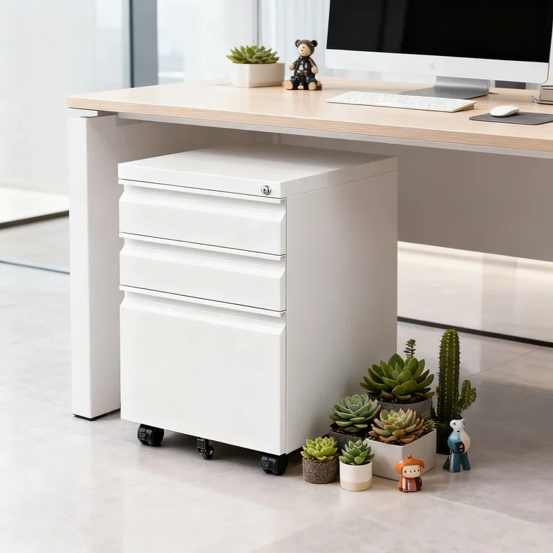 Modern Metal Mobile Pedestal Fireproof Black File Folder Cabinet Lock For Gym School Hospital Use Space Saving Durable Office