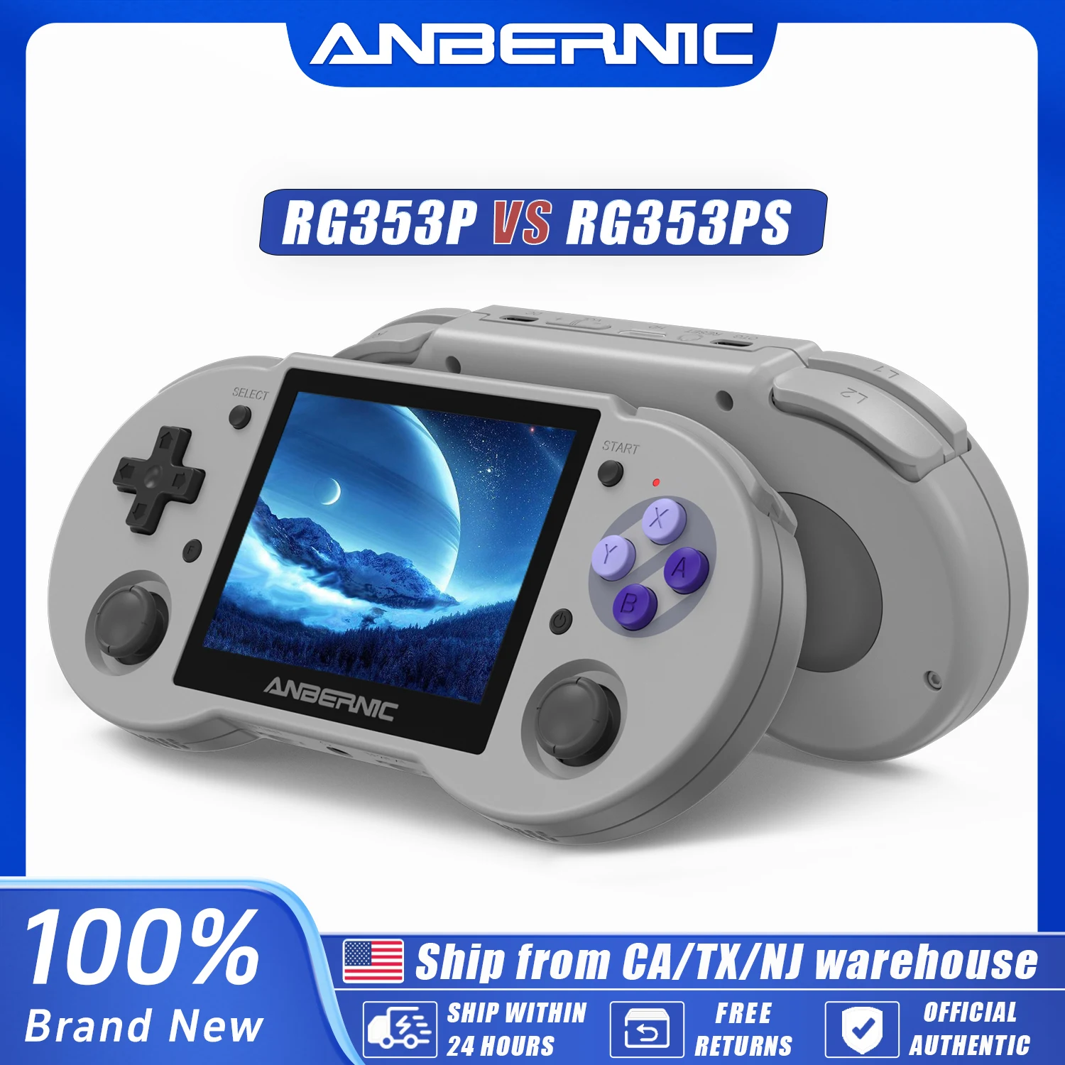 ANBERNIC RG353P RG353PS Handheld Game Console Linux System RK3566 Chip Support 5G WiFi 4.2 Bluetooth HD TV Out Support Built-in WIFI online Fighting