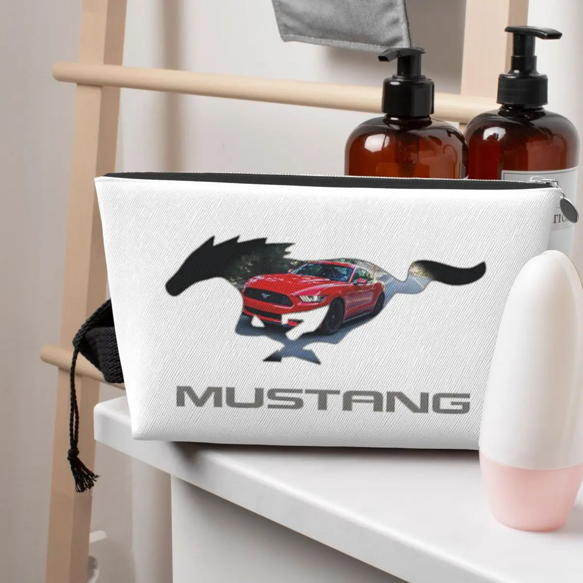 

Ford Mustang GT Logo Emblem Design Women Cosmetic Bags Travel Makeup Organizer Pouch Toiletry Storage Dopp Kit Case