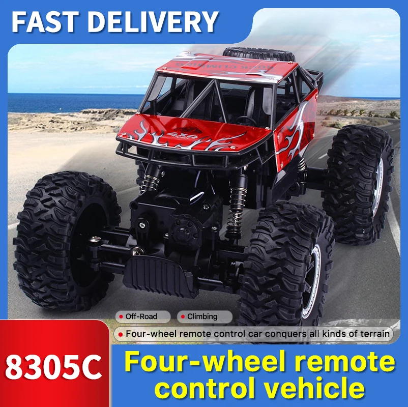 2024Alloy Climbing Four-Wheel Drive Powerful Power USB Charging Four-Wheel Remote Control Off-road Vehicle Model 2.4GHZ Boy gift