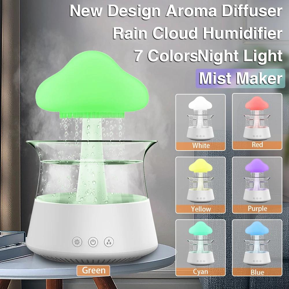 

Rain Cloud Humidifier Mist Maker Aroma Essential Oils Diffuser 7 Corlors Light Lamp Room Fragrance Raindrop Humidifier for Home