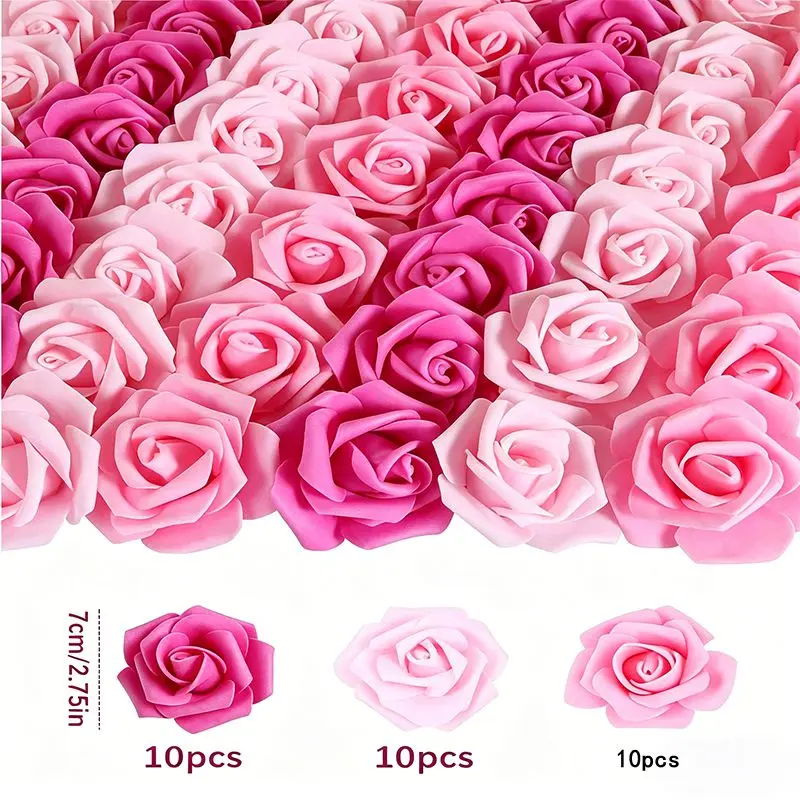 30 Stück künstliche Rosenblütenköpfe, lose künstliche Schaumrosen für DIY-Brautgeschenke, Hochzeits-Blumenarrangements, Heimdekoration – Detail 7