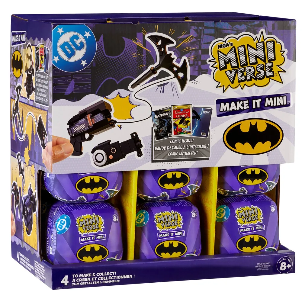 Caja Sorpresa MGA Miniverse X Batman con Mini Figuras, Armas en Miniatura, Escenas, Tarjetas de la Señal del Murciélago, Colección para Fans, Adornos y Regalos