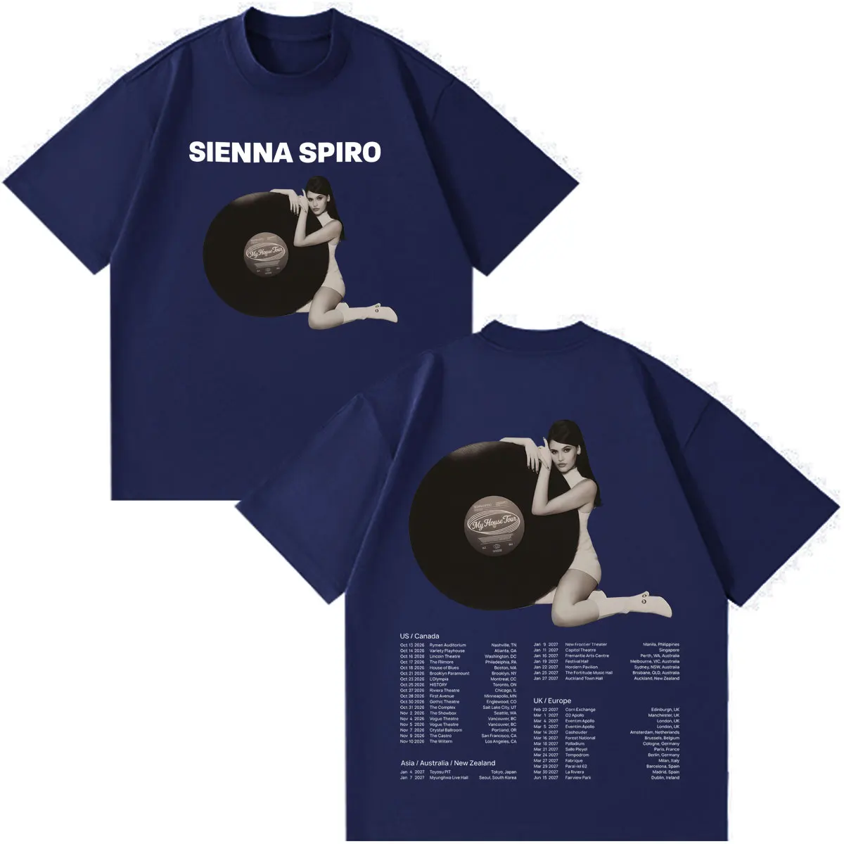 Sienna Spiro My House Tour 2026 Grafik-T-Shirt für Männer und Frauen Hip-Hop Vintage T-Shirt Übergroßes Lässiges Baumwoll-Ästhetik-Trend-T-Shirt – Detail 4