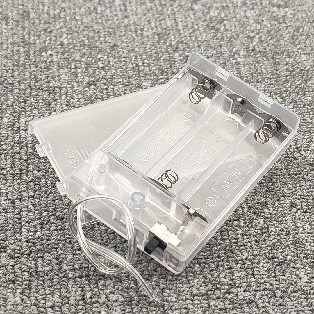 5Pcs 3*AA Battery Holder AA Battery Box 3AA Battery Case With Switch Lead Transparent 4.5V Switch On The Side