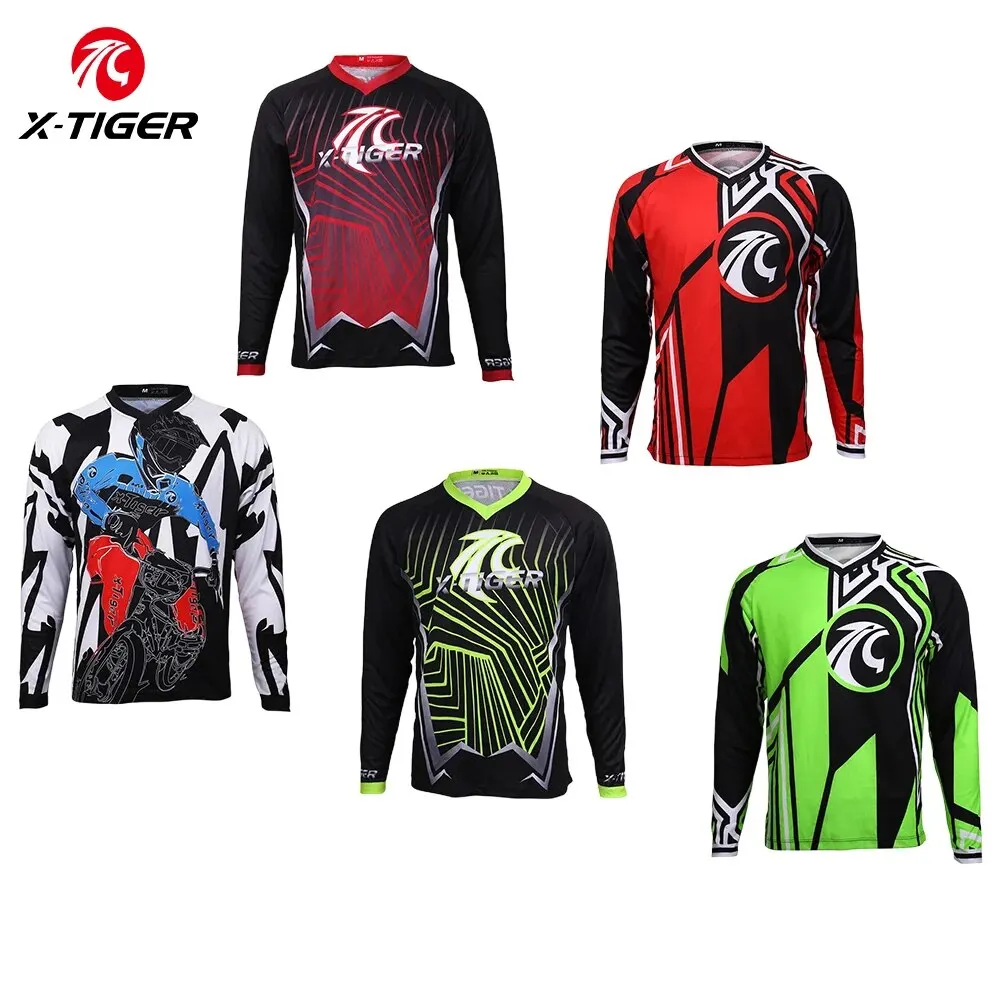 X-TIGER MEN'S Long-sleeved Downhill Cycling Jersey Quick-drying Breathable Polyester MTB Cycling Clothing DH Shirt