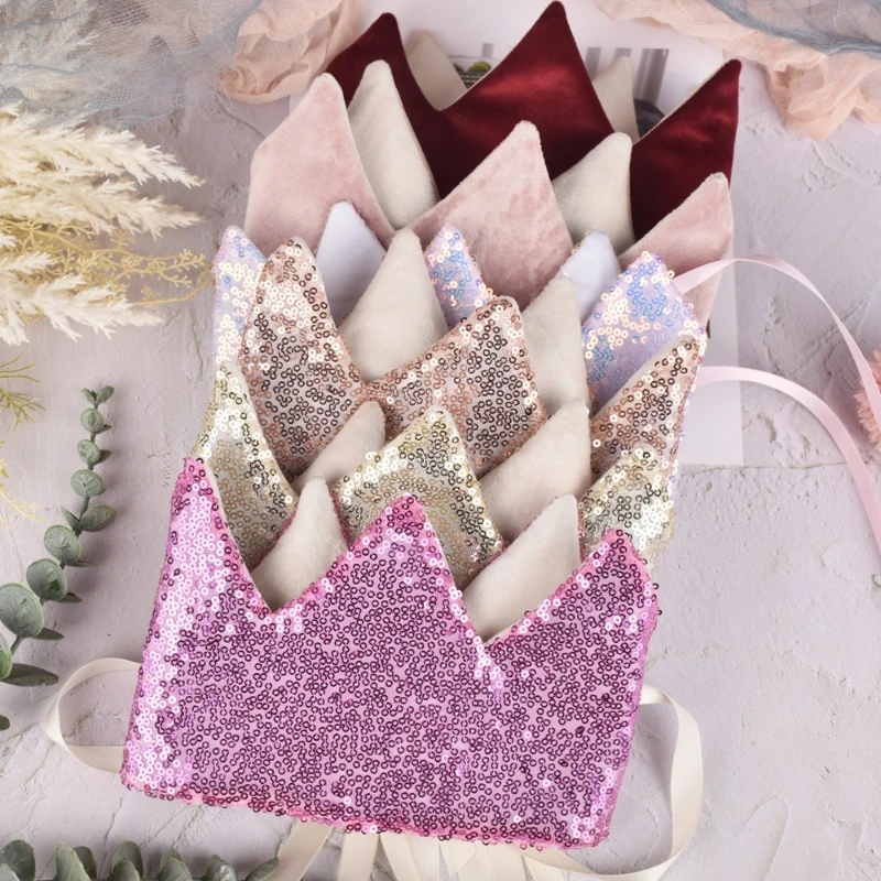 Shiny Sequin Crown Headwear Bohemian INS Birthday Cake Hat Lightweight Photo Accessory for Children Holiday Gathering Decor