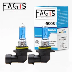 Fagis 자동차 헤드라이트 안개등, 자동차 조명 할로겐 전구, 9006 Hb4, 12V, 55W, 블루, 슈퍼 화이트, 4800K, 2 개