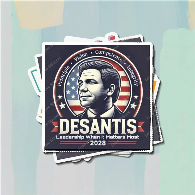 Desantis 2028 Leadership When It Matters Most 5PCS Stickers for Living Room Bumper Anime Cute Kid Car Art Print Window Home Deco