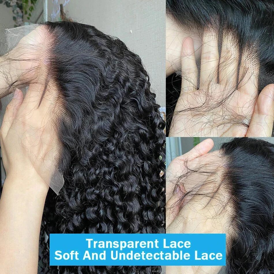 Glueless HD Half Lace Front Wig Kinky Curly 40 Inch 100 Human Hair Wigs 13x6 Deep Wave Frontal Water Braided Curls Wear And Go