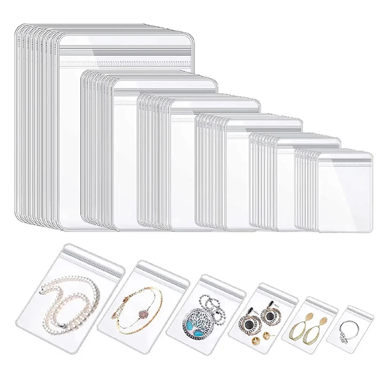 10PCS Jewelry Small Self-Sealing Plastic Zip Clear Bags PVC Clear Storage Bag For Storing Bracelets Rings Earrings Organizer