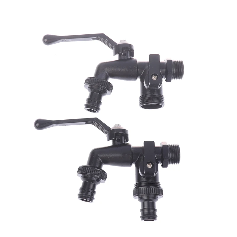 1Pcs Black Alloy Faucet Outdoor Garden Anti-Freeze Bibcocks With Dual Outlet For 1/2 Inch Outdoor Hose Faucet Garden