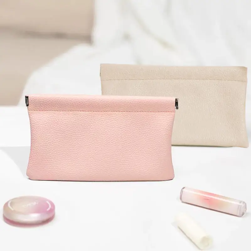 Fashion Automatic Closing PU Shrapnel Storage Bag Earphone Data Cable Lipstick Jewelry Portable Mini Waterproof Storage Bag