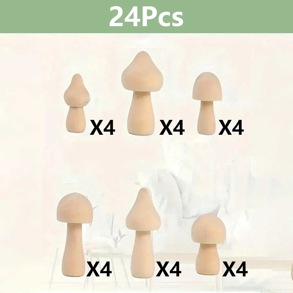 24 unfertige Holzpilze, diese kleinen, natürlichen Holzpilzfiguren können für künstlerische Arbeiten, Bastelprojekte, zum Bemalen und als Dekoration für Bücherregale im Haus verwendet werden. – Detail 7