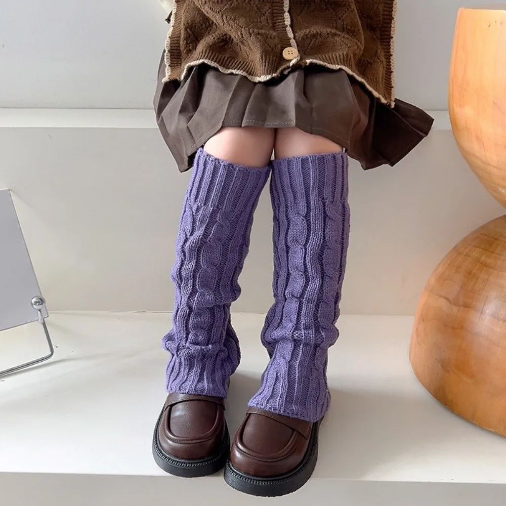 New Solid Color Leg Warmers Knitted Thickened Middle Tube Socks Lolita Boot Covers Autumn and Winter