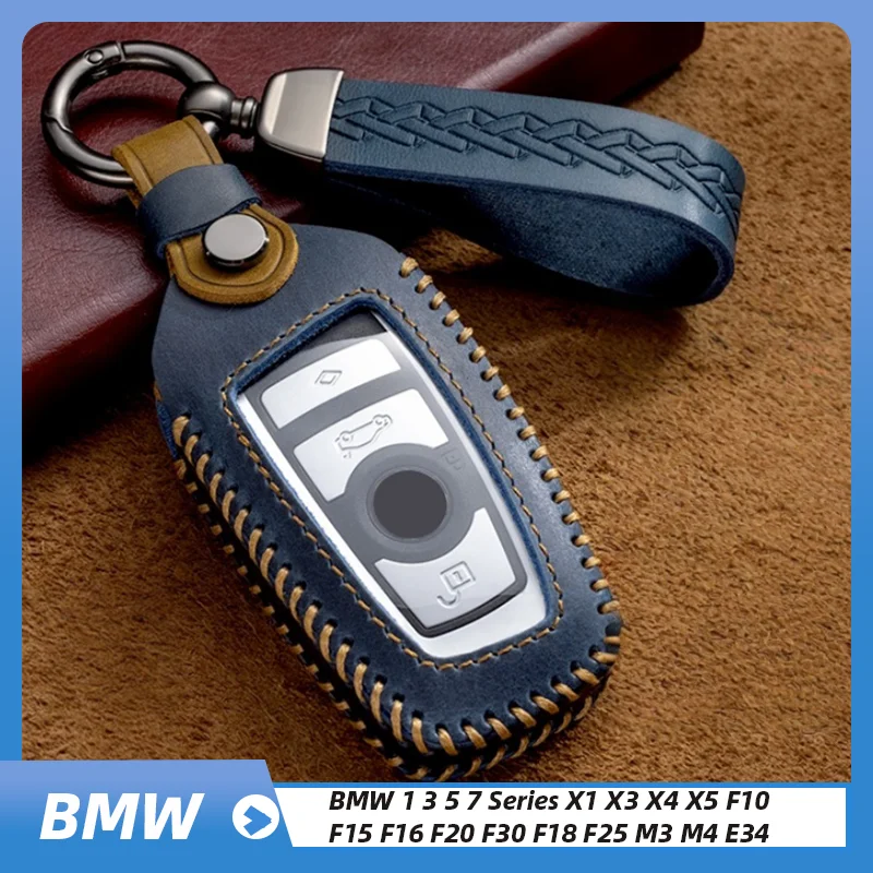 

Leather Car Key Case Cover Protector Shell for BMW 1 3 5 7 Series X1 X3 X4 X5 F10 F15 F16 F20 F30 F18 F25 M3 M4 E34 Accessorie