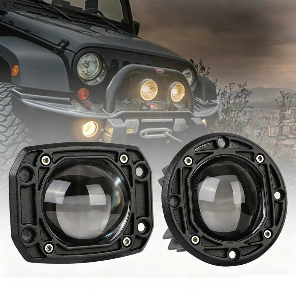 8D Lens Square Round LED Work Light Fog Lights Driving Lamp For Off Road Use Jeep Car Truck Flush Mount 6000K White 3500K Yellow