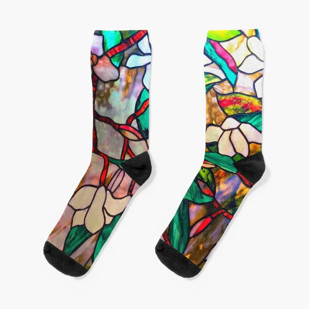 

Illuminated Plumeria Stained Glass Window Socks Rugby Heating sock sports and leisure Men's Socks Women's