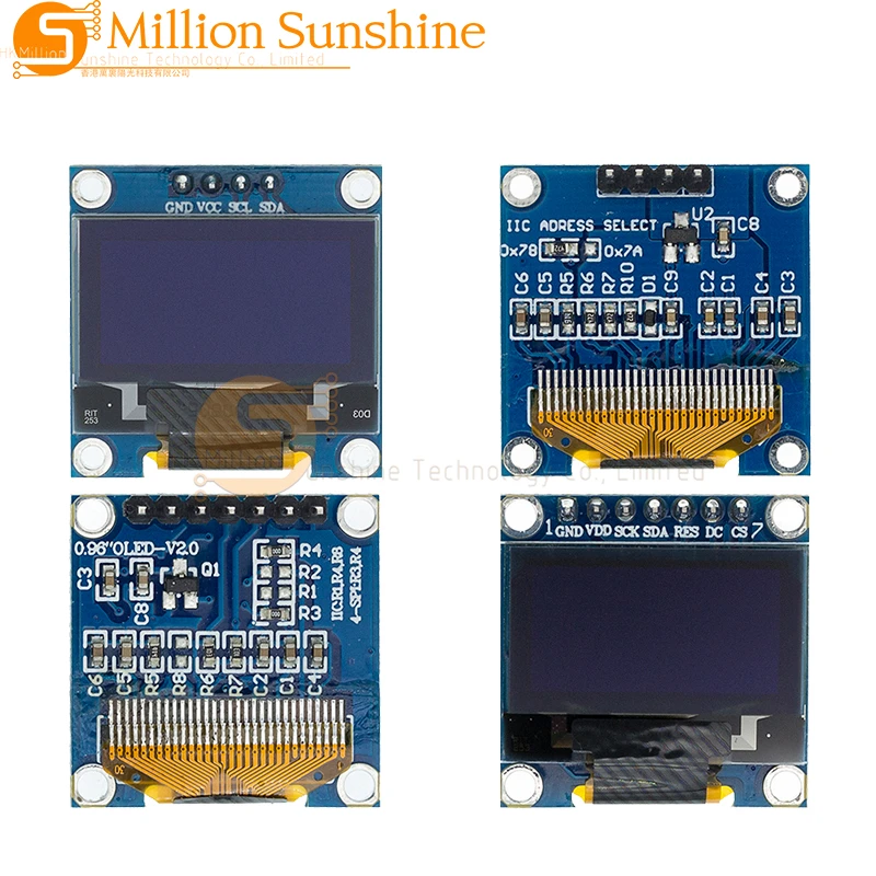 Original 0.96" OLED SPI/IIC I2C  White/blue/yellow Blue 0.96 Inch OLED Module 128X64 OLED LCD LED Display Module for ARDUINO
