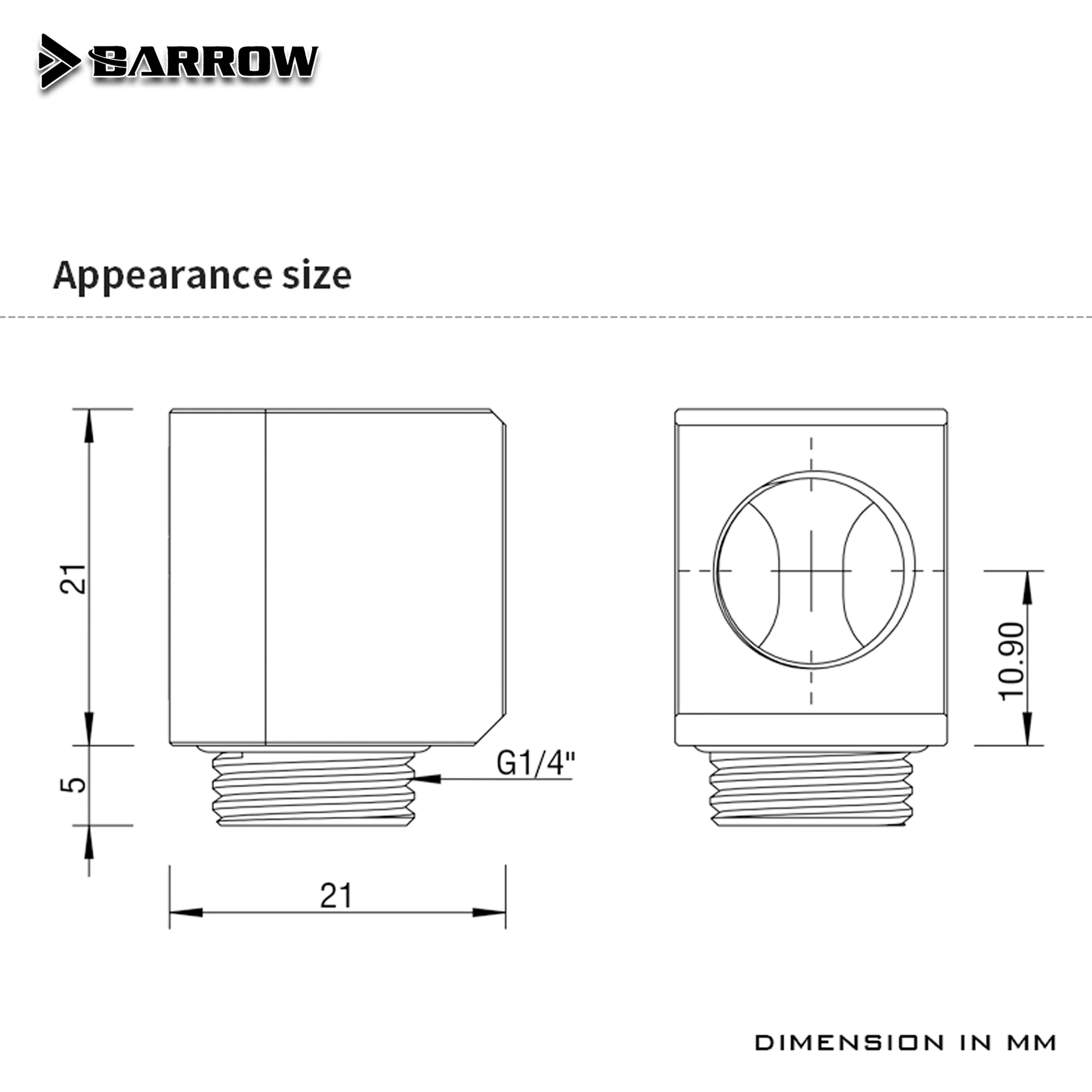 Barrow MINI 90 Derajat 360 Alat Kelengkapan Offset Putar, G1/4 "Pendek 21Mm Konektor Siku untuk PC Liquid Loop Build TWT90-M