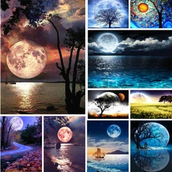 Landscape Moon Night Coloring By Numbers Painting Set Oil Paints 50*70 Oil Painting Decorative Paintings For Children Handiwork