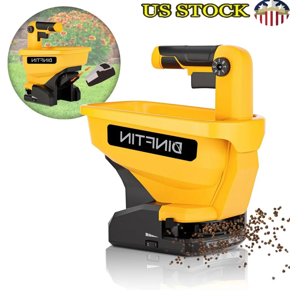 آلة بذارة محمولة تعمل بالبطارية ديوالت 20 فولت/60 فولت بطارية ليثيوم أيون متوافقة مع بذور العشب المستديرة لمدة عام وملح الصخور