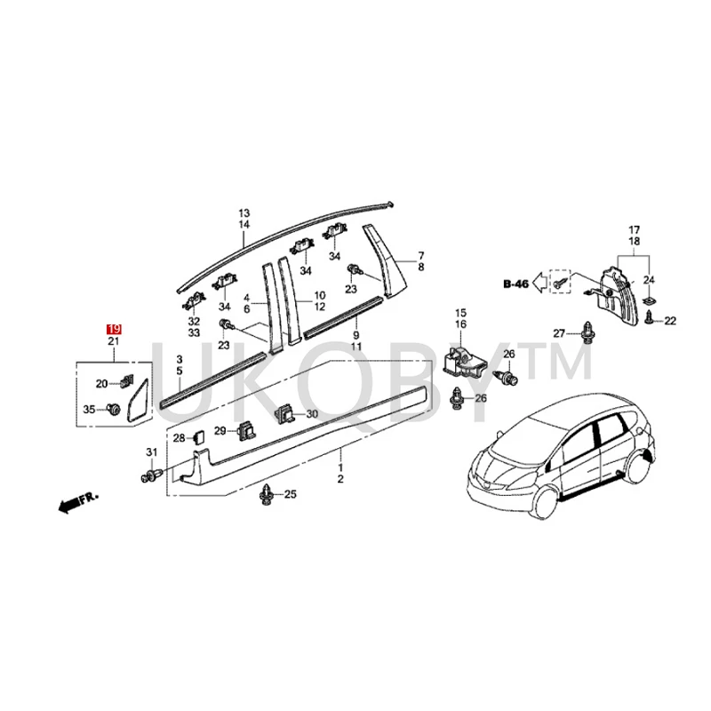 75495TG0T00 75490TG0T00 Suitable for Ho nd a Fit Reversing mirror exterior panel triangular window exterior panel