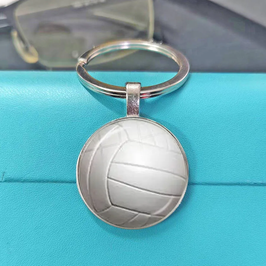 Hot Selling Vintage Sports Theme Keychain Classic Billiards Rugby Volleyball Baseball Design Elegant Unisex Casual Deco