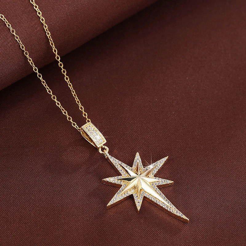 Fashion Octagonal Star Designs Synthesizes Zircon Classic Pendant Necklaces For Women As Daily Gift Jewelry Accessories