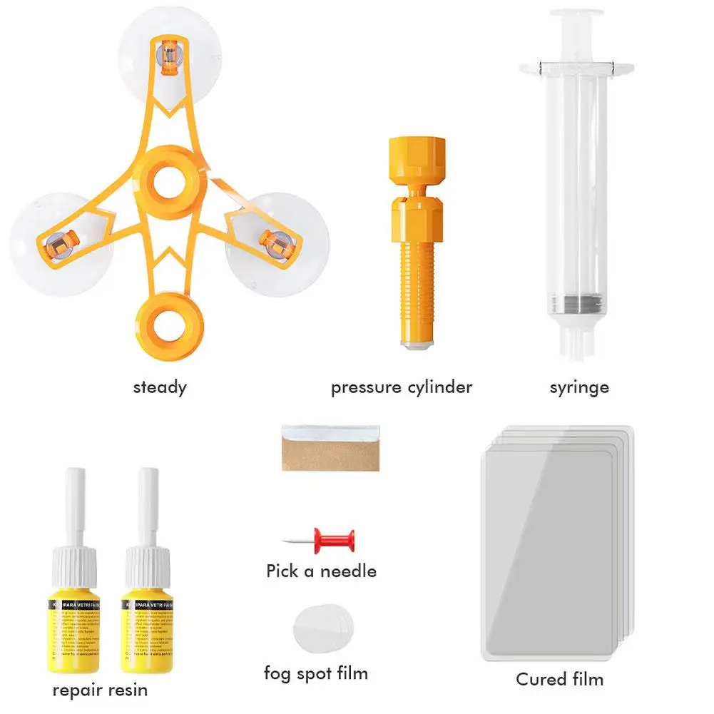 Windshield Car Crack Repair Kit DIY Window Mobile Screen Kit Cure Glue Car Glass Scratch Crack Repair Accessories Clean Neat