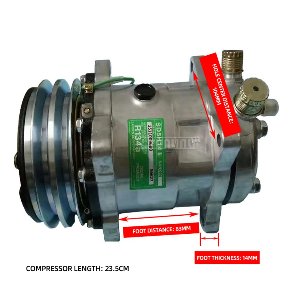 2026年式 12V/24V トラックおよび農業車両用エアコンプレッサー 6670 6680 SD508 SD5H14 72239750